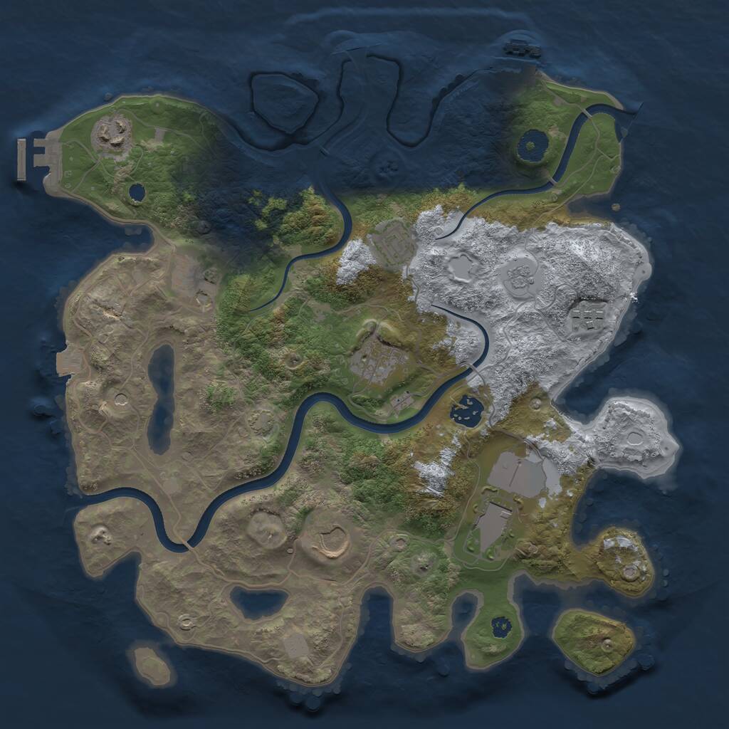 Rust Map: Procedural Map, Size: 3500, Seed: 1056479417, 14 Monuments