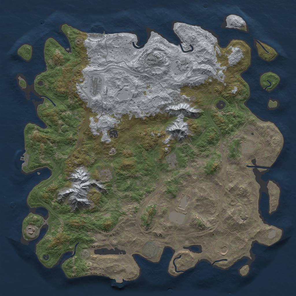 Rust Map: Procedural Map, Size: 5000, Seed: 74128, 19 Monuments