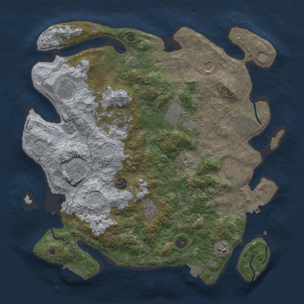 Rust Map: Procedural Map, Size: 4000, Seed: 366542515, 19 Monuments