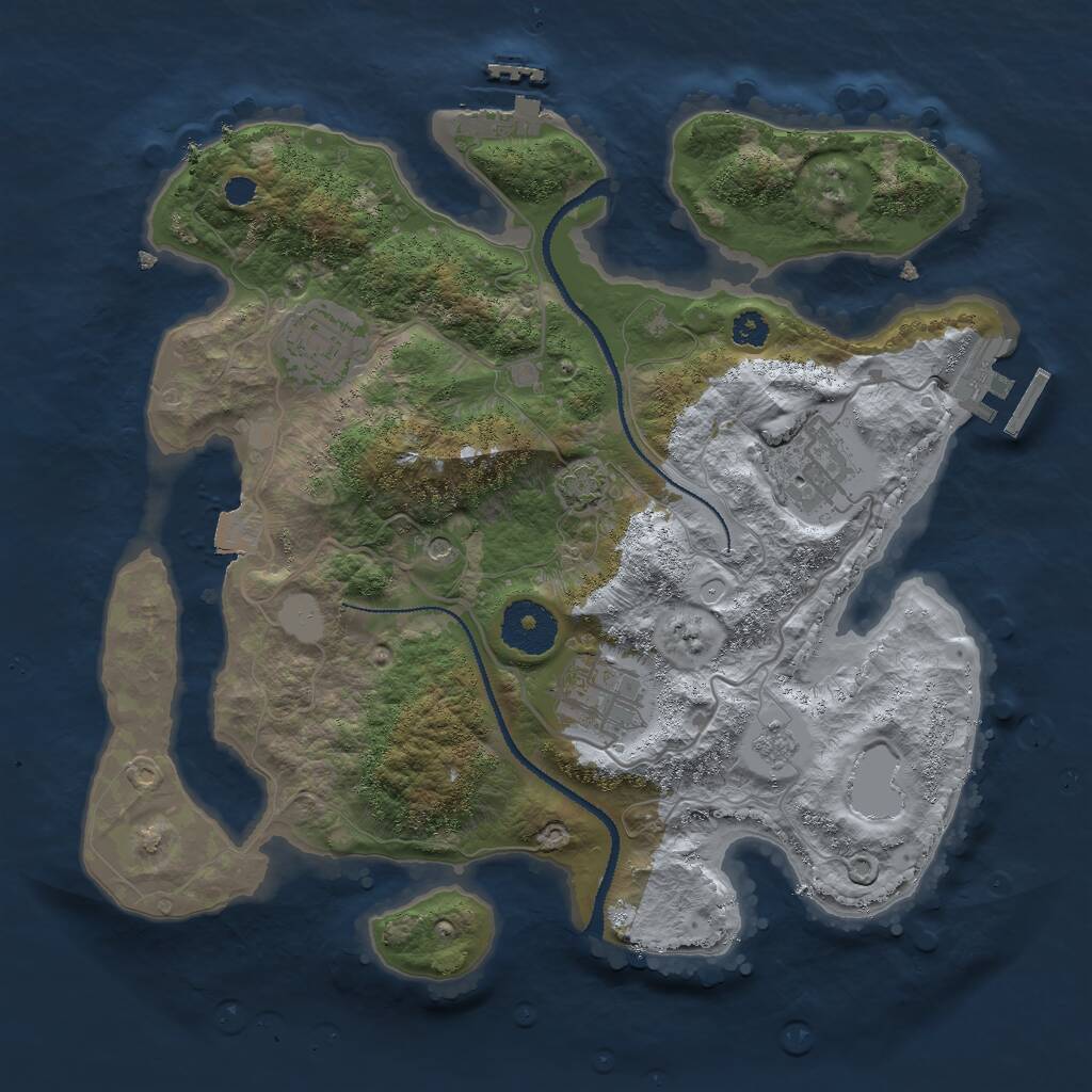 Rust Map: Procedural Map, Size: 3000, Seed: 17939, 9 Monuments