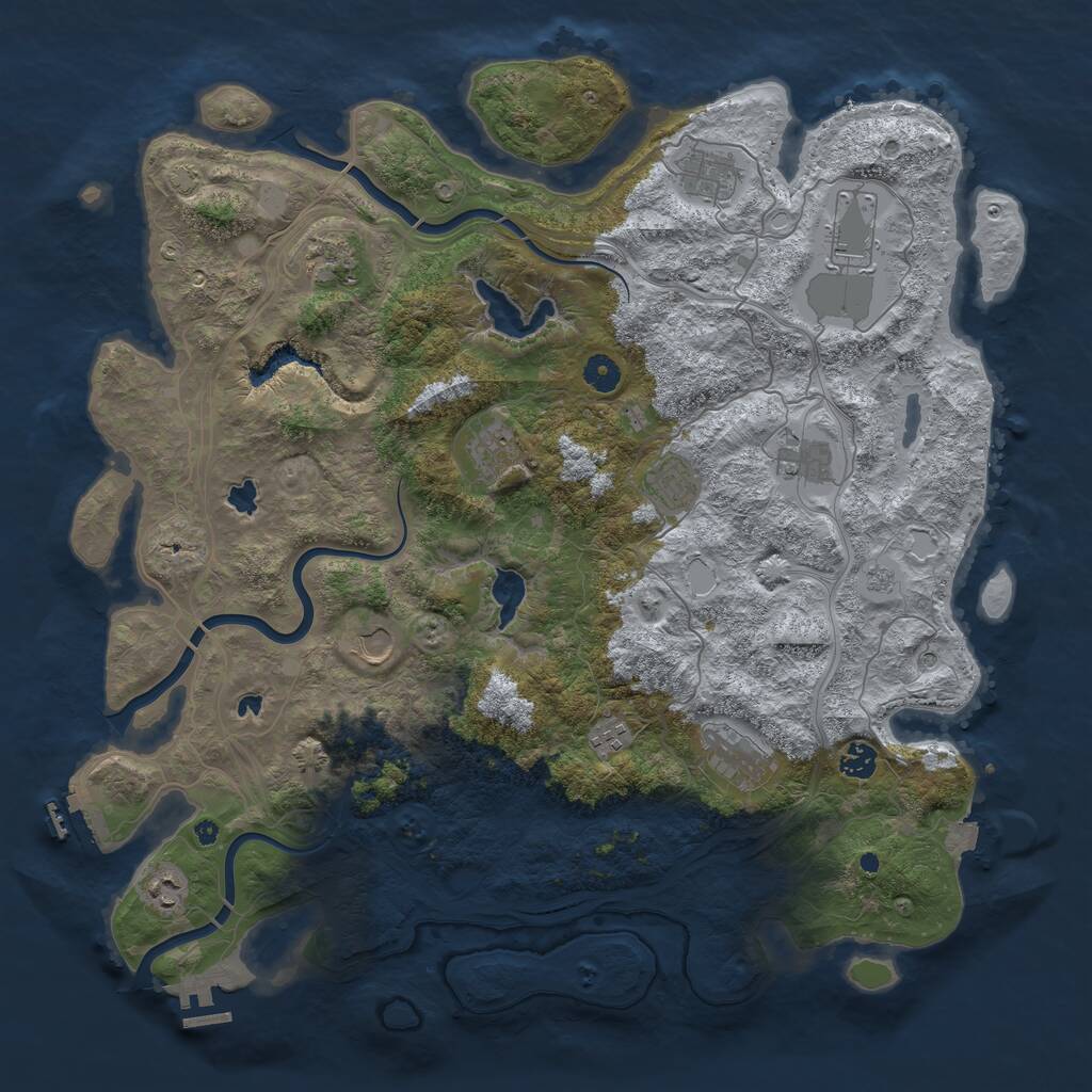 Rust Map: Procedural Map, Size: 4500, Seed: 1937368951, 17 Monuments