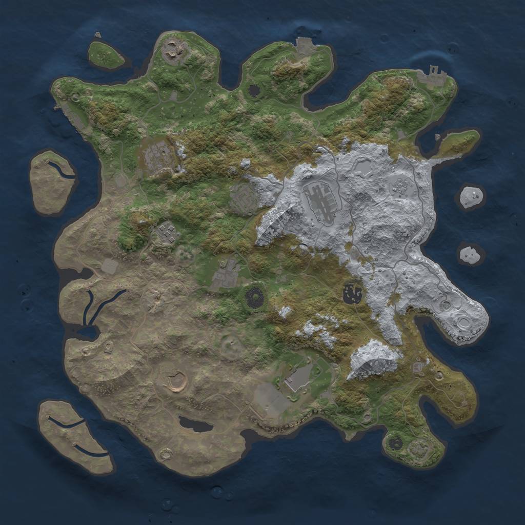 Rust Map: Procedural Map, Size: 3900, Seed: 36287699, 17 Monuments