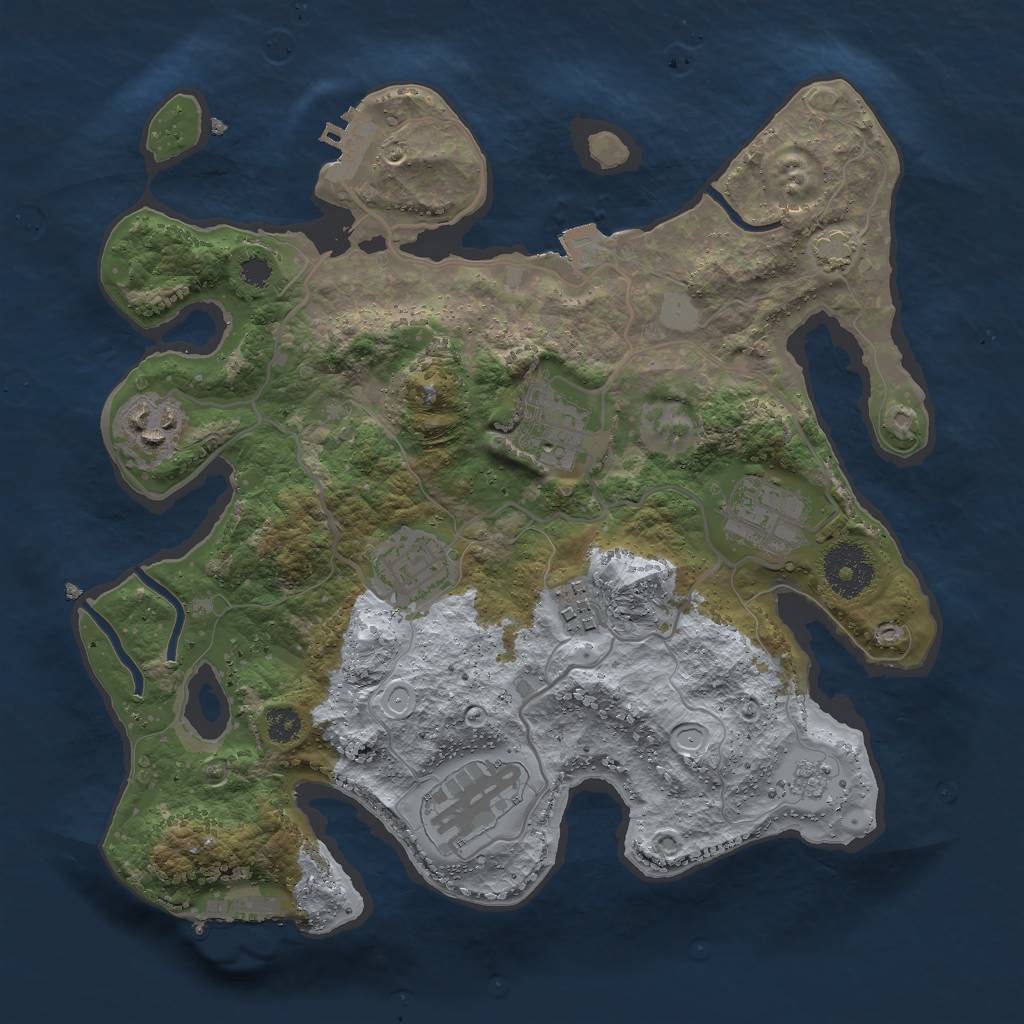 Rust Map: Procedural Map, Size: 3000, Seed: 665683233, 13 Monuments
