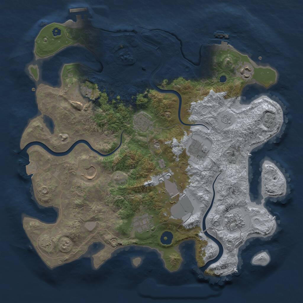 Rust Map: Procedural Map, Size: 3500, Seed: 372431461, 15 Monuments