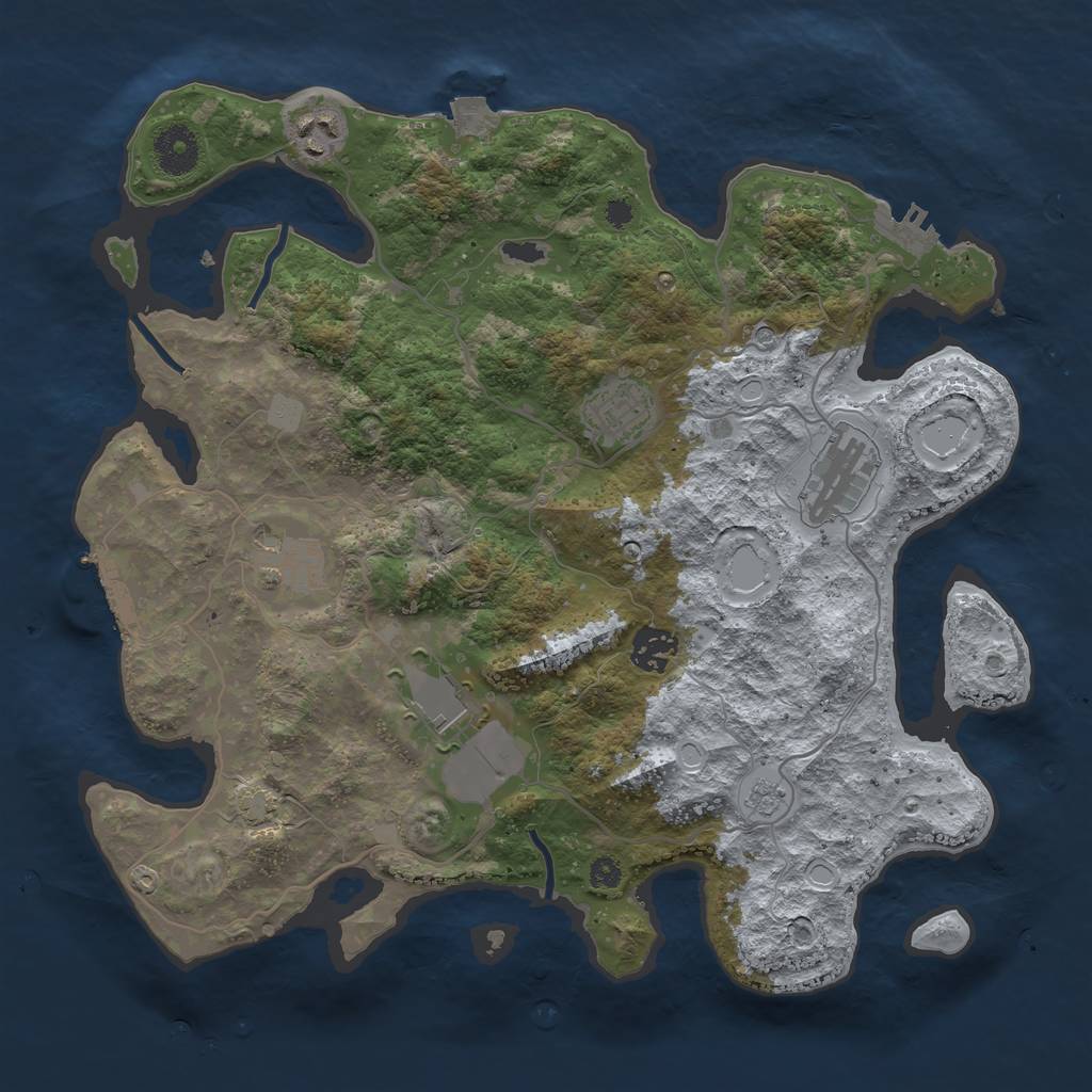 Rust Map: Procedural Map, Size: 3500, Seed: 372431461, 14 Monuments