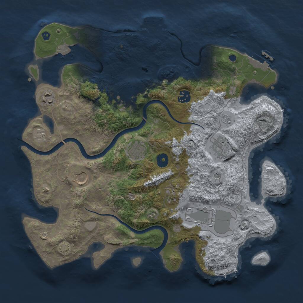 Rust Map: Procedural Map, Size: 3500, Seed: 372431461, 15 Monuments