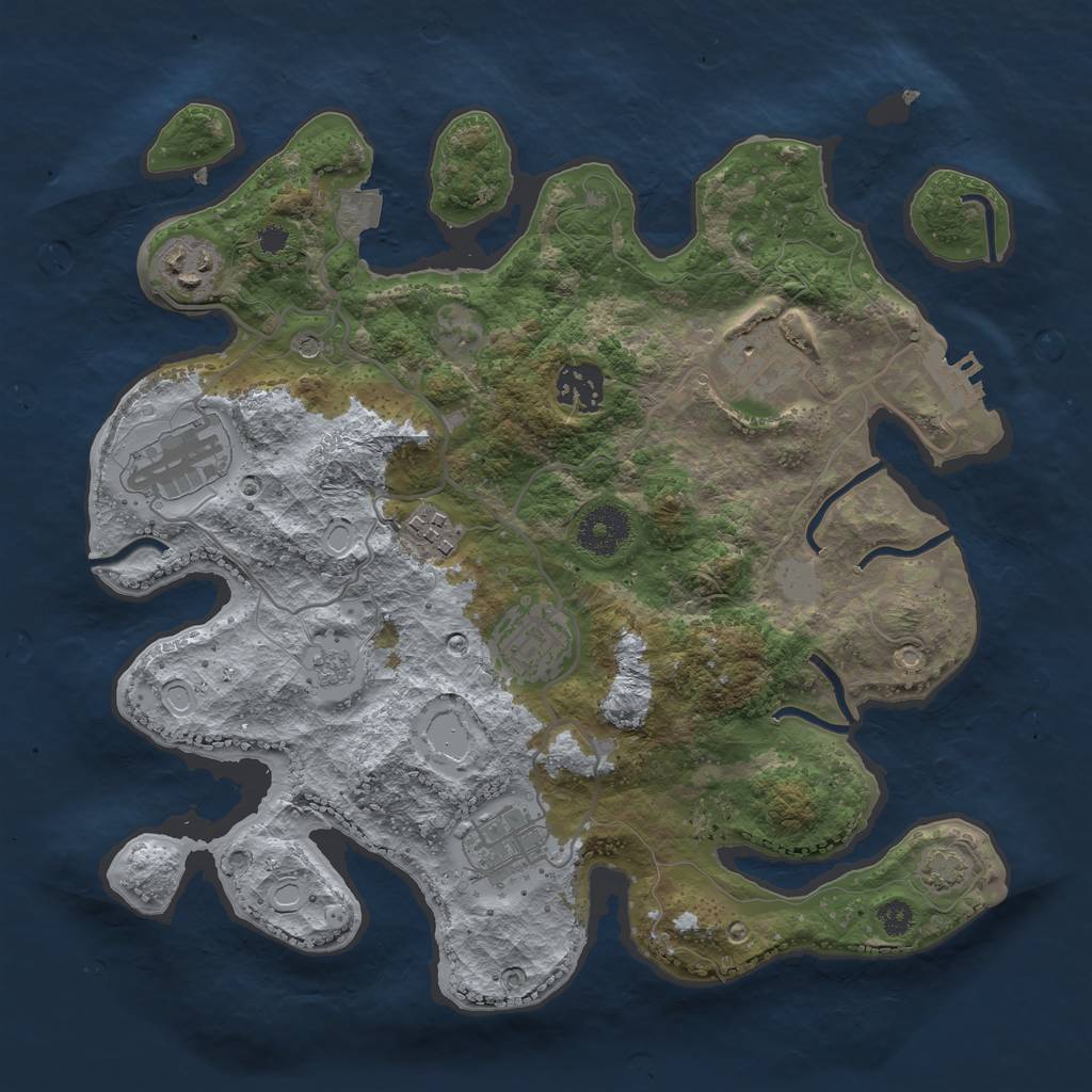 Rust Map: Procedural Map, Size: 3250, Seed: 1761385885, 14 Monuments
