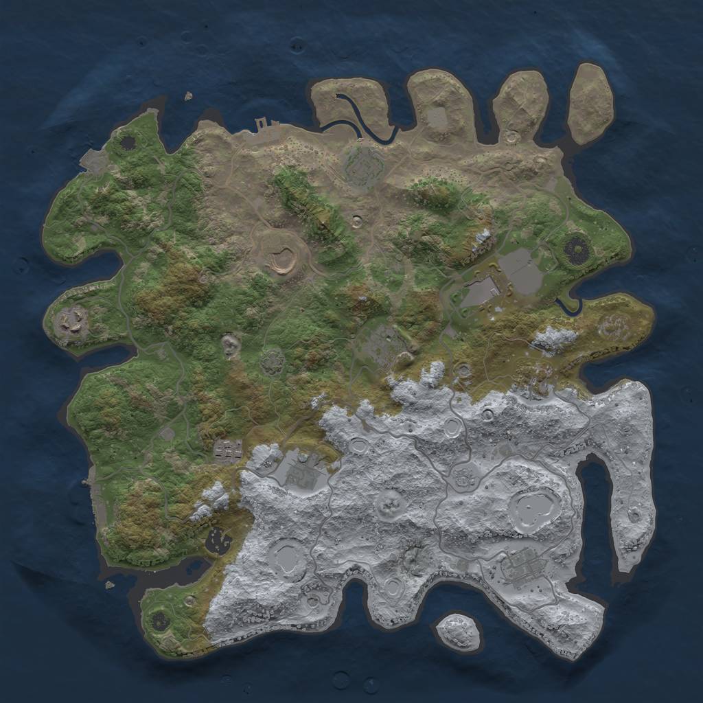 Rust Map: Procedural Map, Size: 4000, Seed: 990966831, 18 Monuments