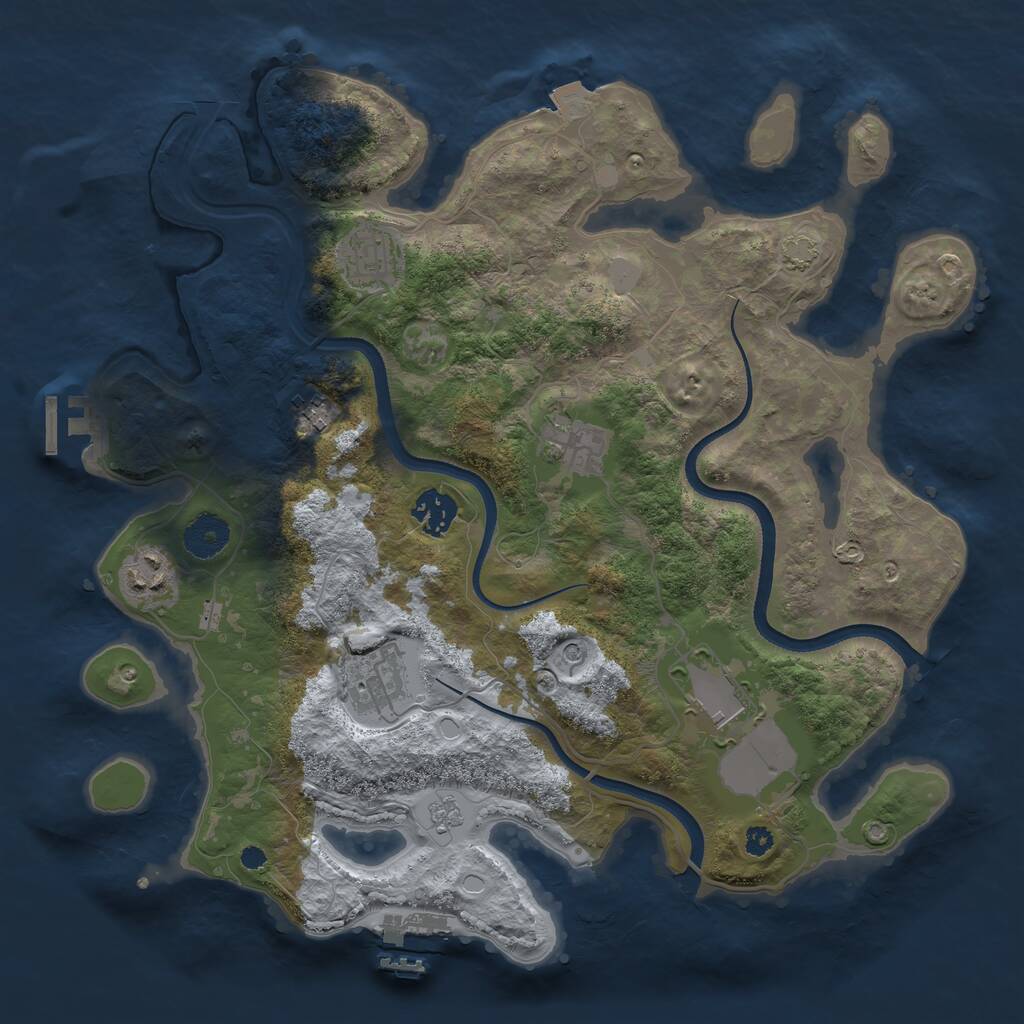Rust Map: Procedural Map, Size: 3500, Seed: 1358666760, 13 Monuments