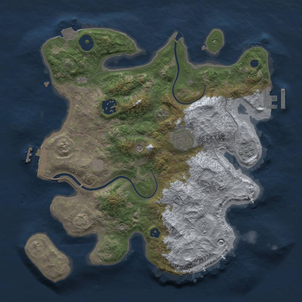 Rust Map: Procedural Map, Size: 3000, Seed: 1763686676, 9 Monuments