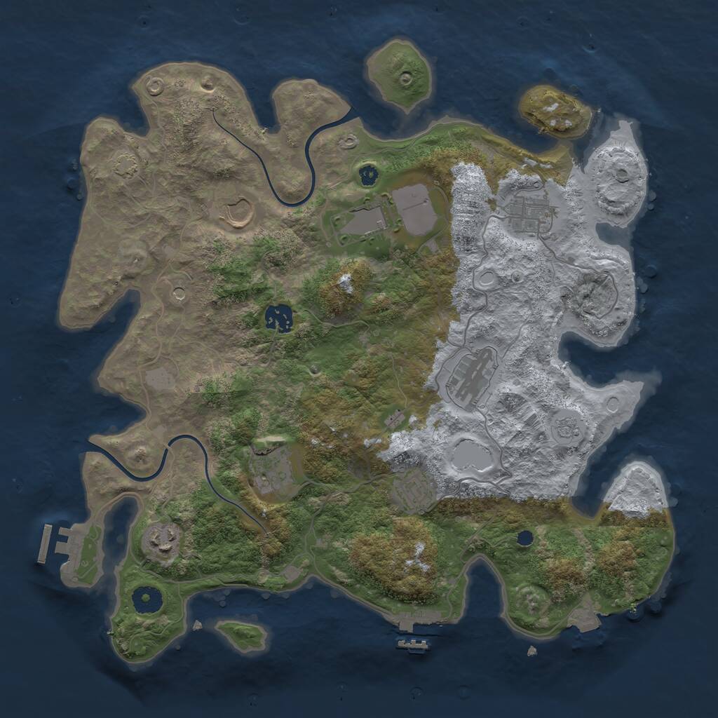 Rust Map: Procedural Map, Size: 3700, Seed: 1749069064, 14 Monuments