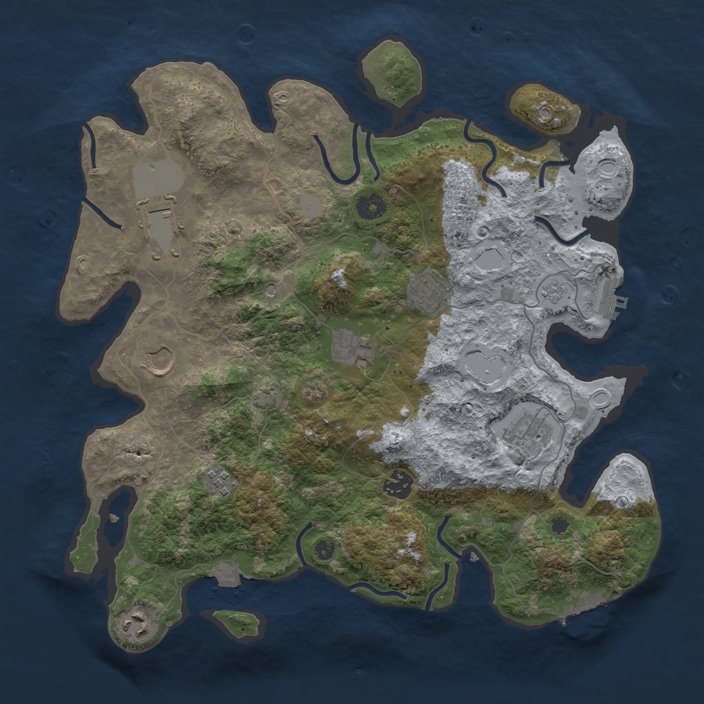 Rust Map: Procedural Map, Size: 3700, Seed: 1749069064, 16 Monuments