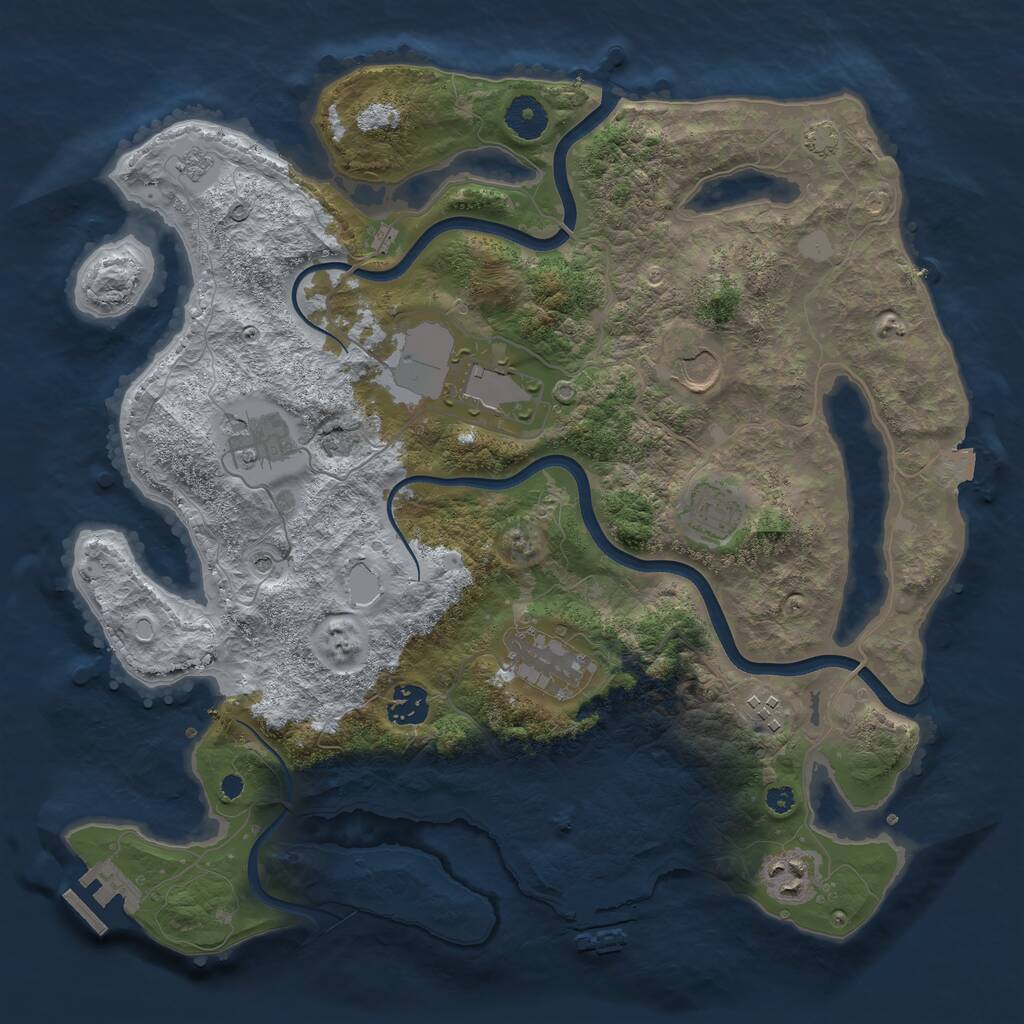 Rust Map: Procedural Map, Size: 3677, Seed: 1441133105, 14 Monuments