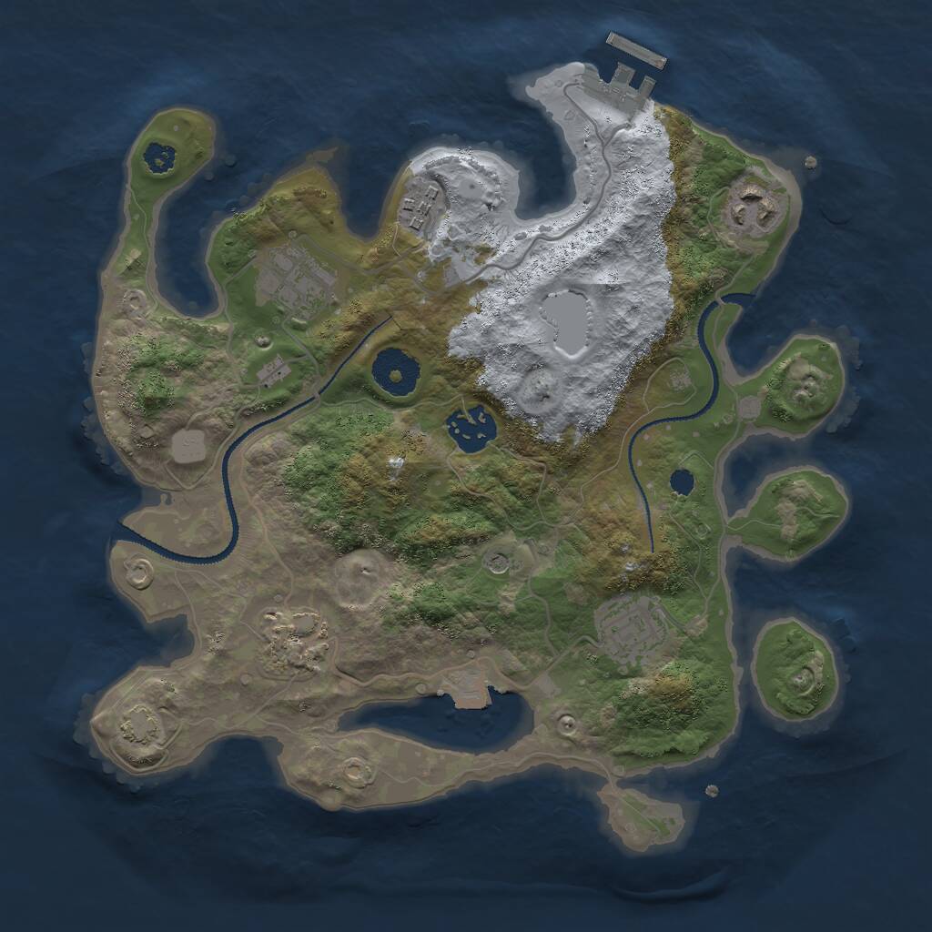 Rust Map: Procedural Map, Size: 3000, Seed: 839388525, 10 Monuments