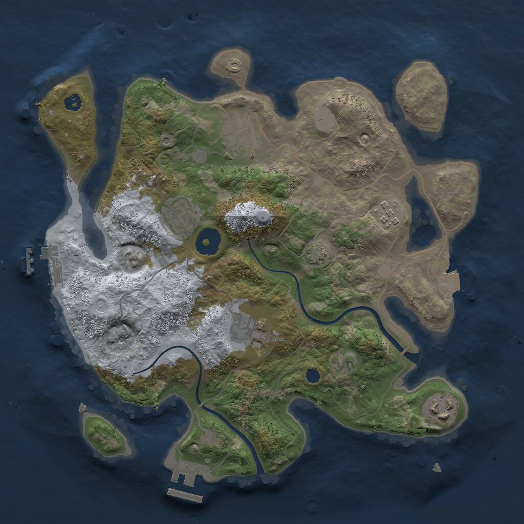 Rust Map: Procedural Map, Size: 3000, Seed: 1674705646, 9 Monuments