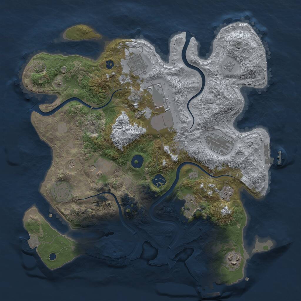 Rust Map: Procedural Map, Size: 3500, Seed: 183655158, 15 Monuments