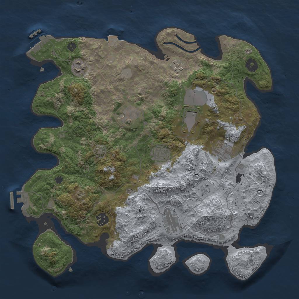 Rust Map: Procedural Map, Size: 3500, Seed: 82315100, 16 Monuments