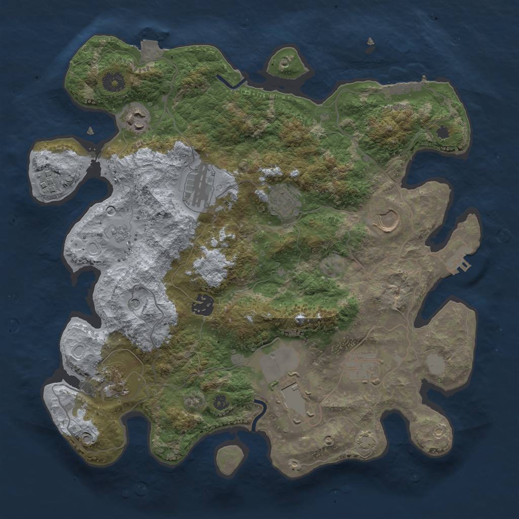 Rust Map: Procedural Map, Size: 3500, Seed: 183101152, 17 Monuments