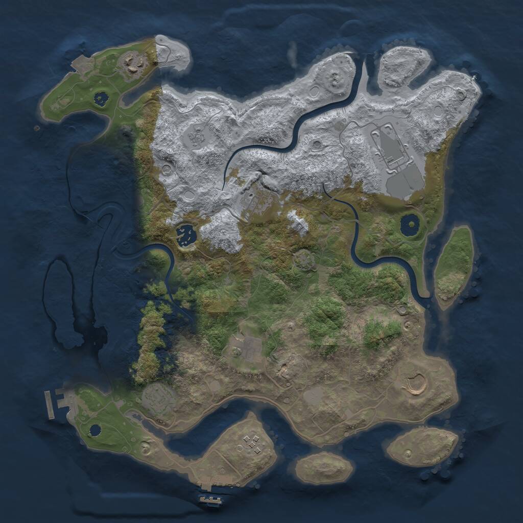 Rust Map: Procedural Map, Size: 3700, Seed: 2061971, 14 Monuments