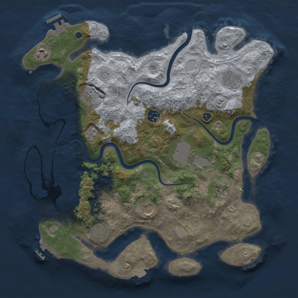 Rust Map: Procedural Map, Size: 3700, Seed: 2061971, 15 Monuments