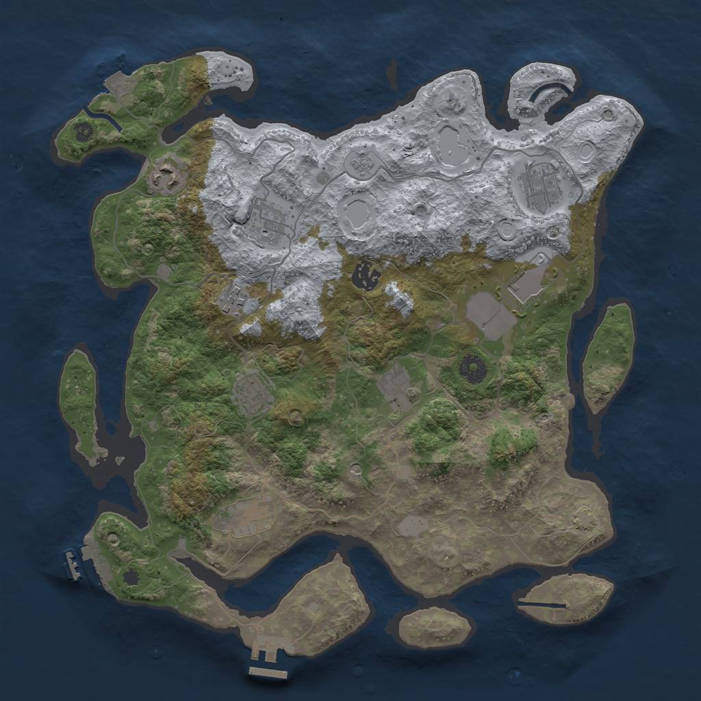 Rust Map: Procedural Map, Size: 3700, Seed: 2061971, 17 Monuments