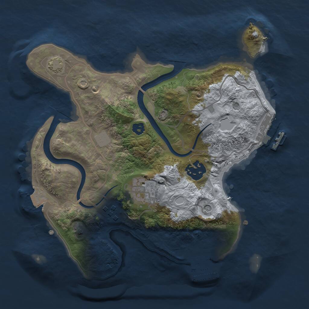 Rust Map: Procedural Map, Size: 2500, Seed: 5371, 8 Monuments