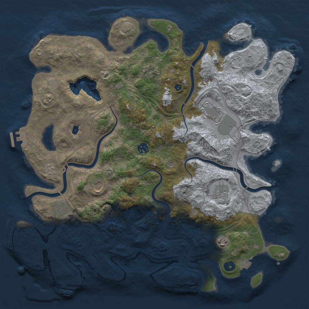 Rust Map: Procedural Map, Size: 4250, Seed: 1954628727, 14 Monuments