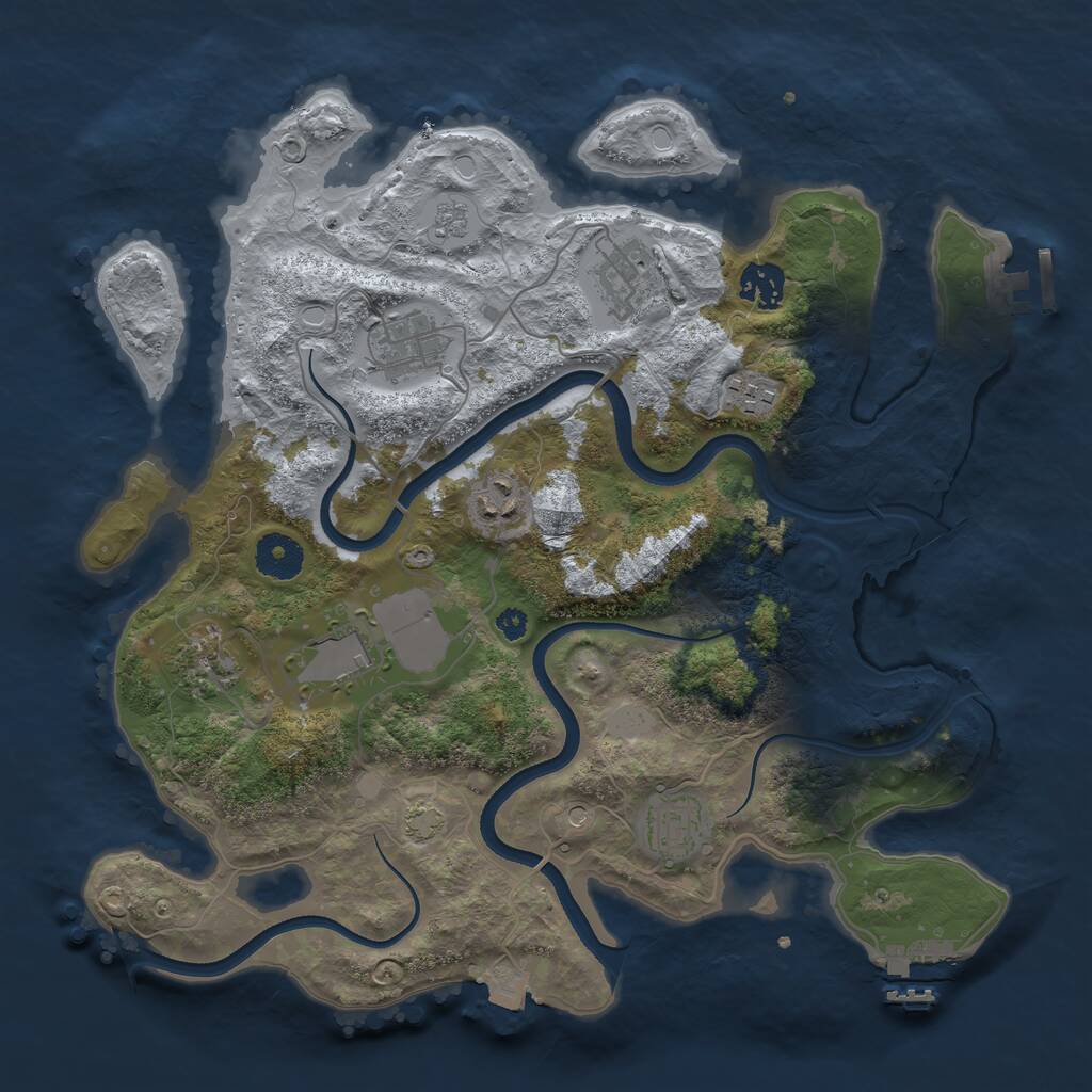 Rust Map: Procedural Map, Size: 3500, Seed: 1981959080, 14 Monuments