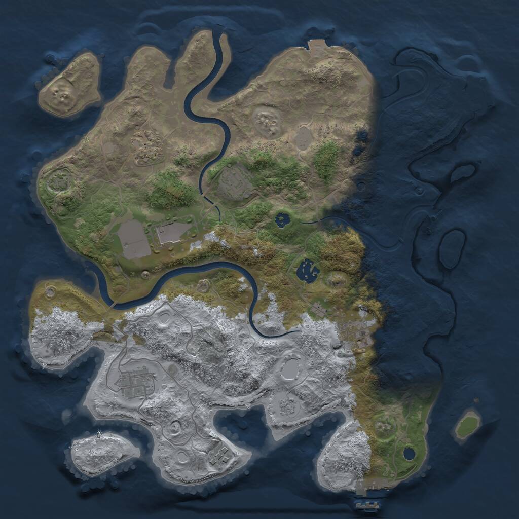 Rust Map: Procedural Map, Size: 3500, Seed: 884989563, 13 Monuments