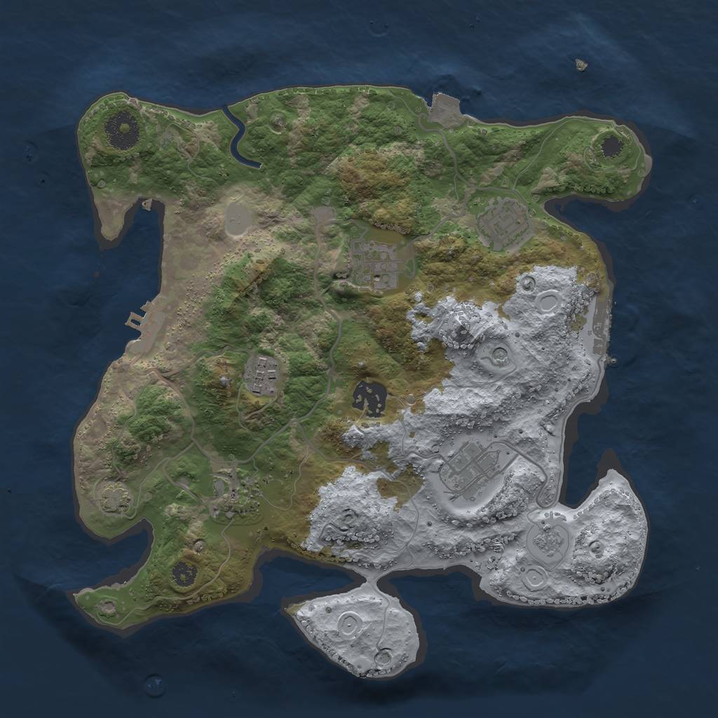 Rust Map: Procedural Map, Size: 3000, Seed: 79997, 14 Monuments
