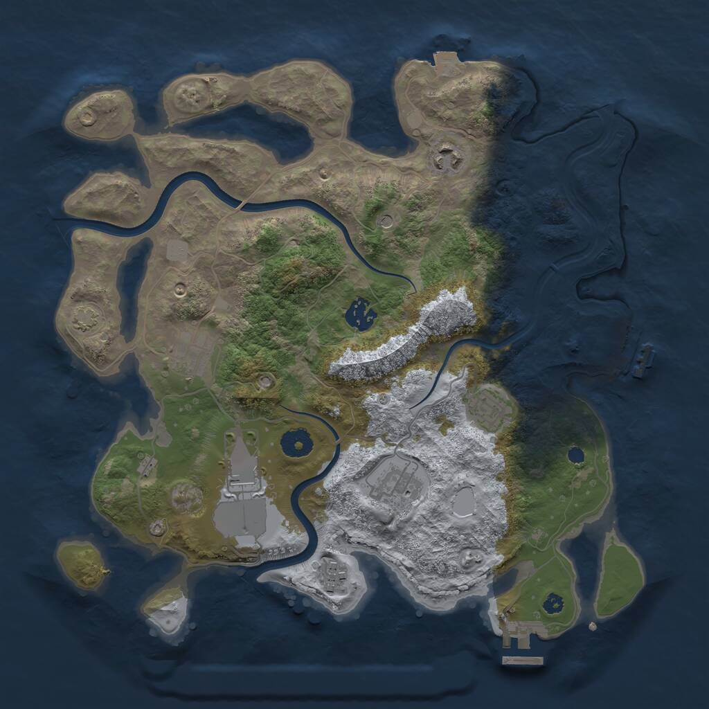 Rust Map: Procedural Map, Size: 3500, Seed: 1266995962, 12 Monuments