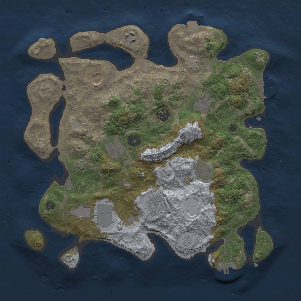 Rust Map: Procedural Map, Size: 3500, Seed: 1266995962, 17 Monuments