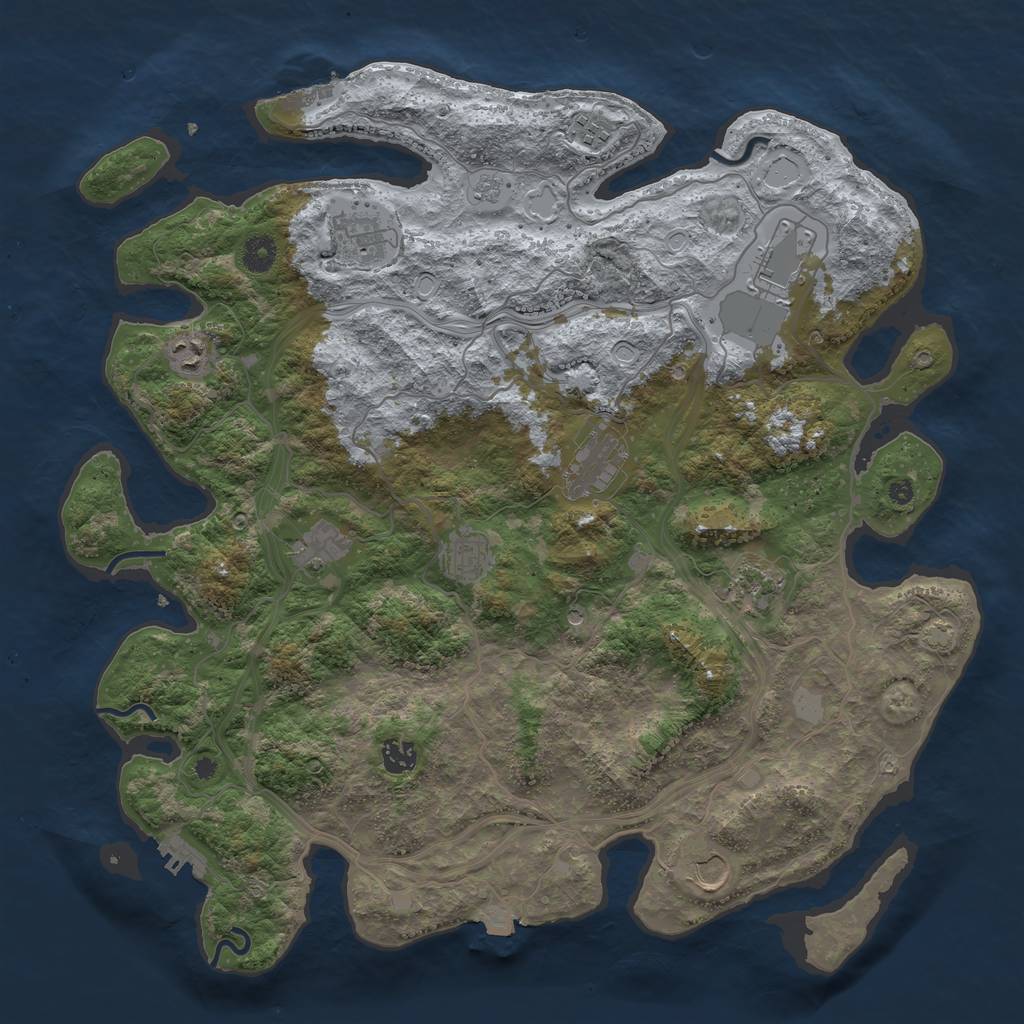 Rust Map: Procedural Map, Size: 4250, Seed: 1155627126, 18 Monuments