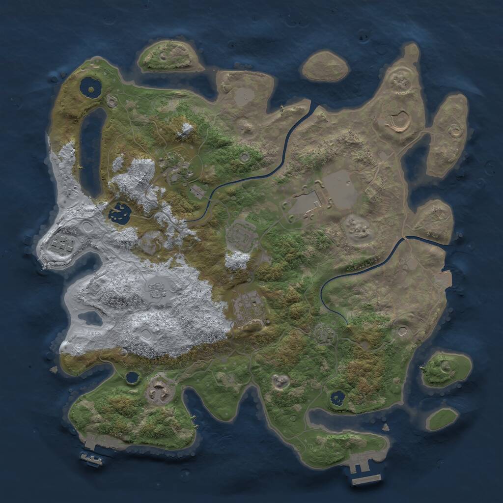 Rust Map: Procedural Map, Size: 3500, Seed: 1423566289, 14 Monuments