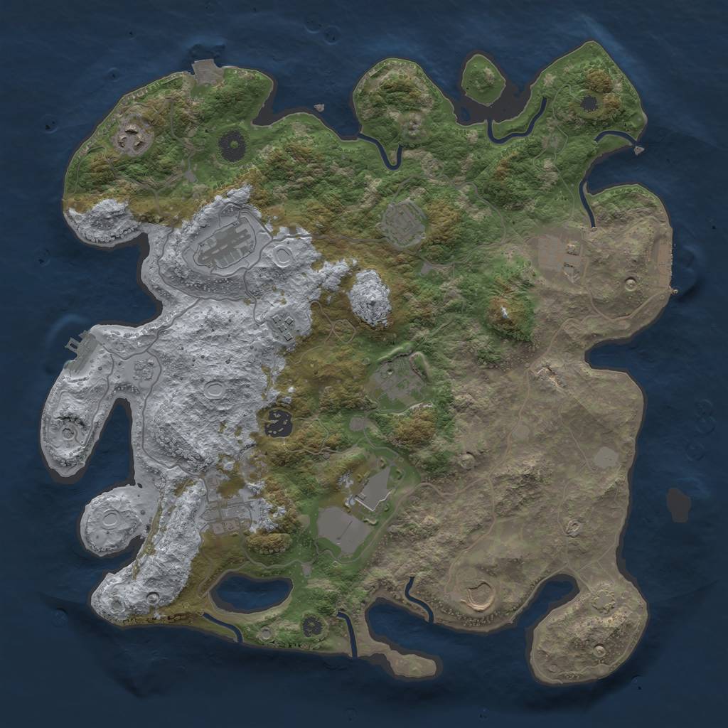 Rust Map: Procedural Map, Size: 3800, Seed: 6862, 18 Monuments