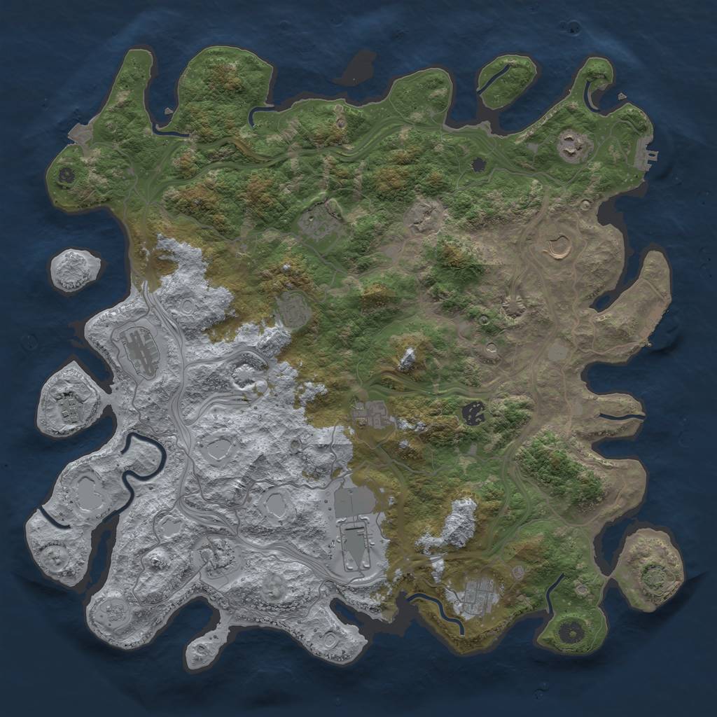 Rust Map: Procedural Map, Size: 4500, Seed: 1757994523, 19 Monuments