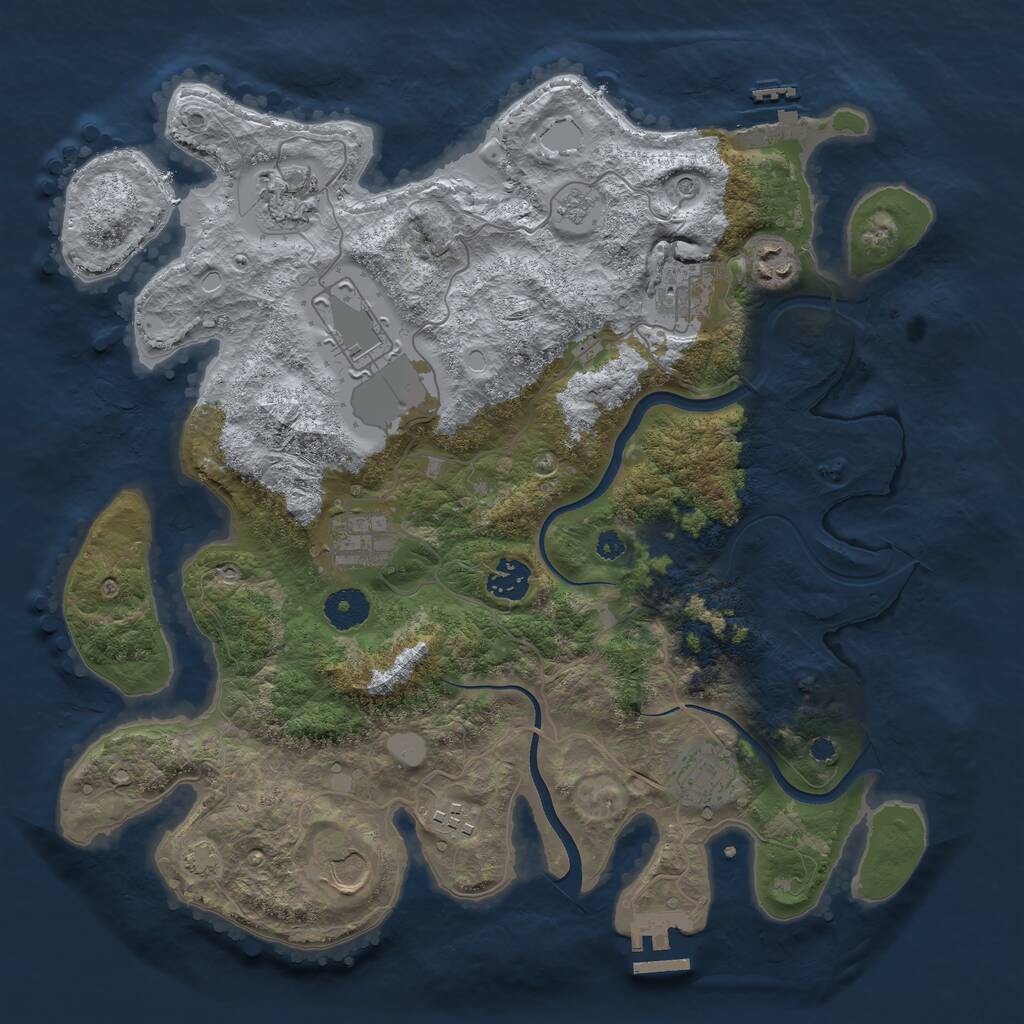 Rust Map: Procedural Map, Size: 3650, Seed: 83260846, 15 Monuments
