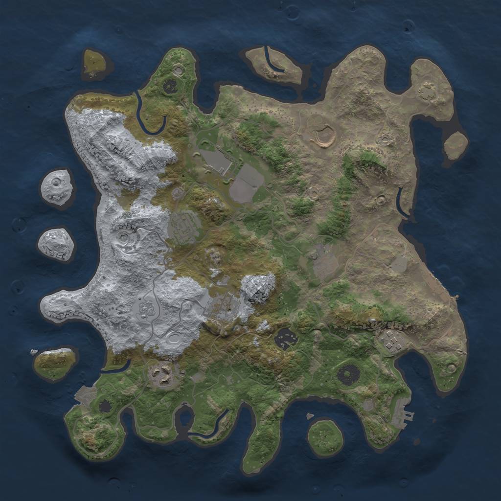 Rust Map: Procedural Map, Size: 3500, Seed: 194343447, 16 Monuments