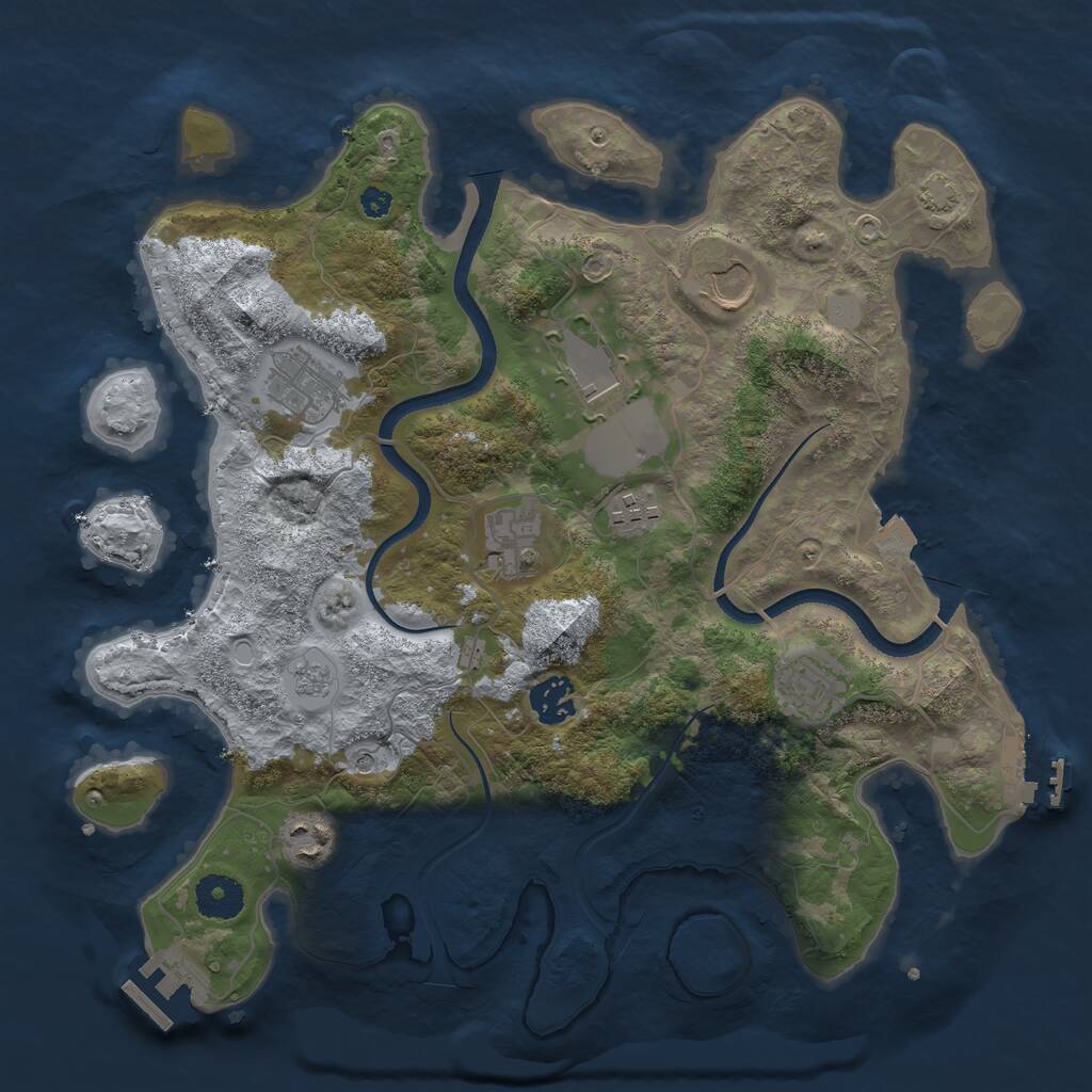 Rust Map: Procedural Map, Size: 3500, Seed: 194343447, 14 Monuments