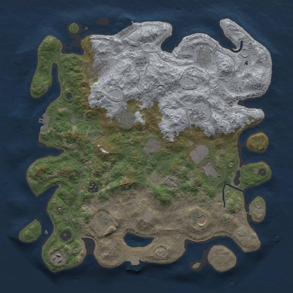 Rust Map: Procedural Map, Size: 4000, Seed: 2027917838, 19 Monuments