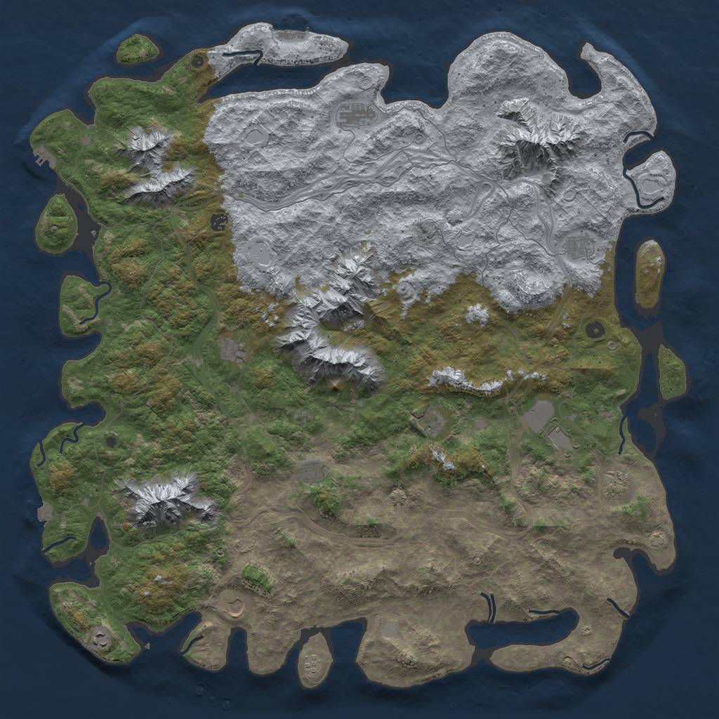 Rust Map: Procedural Map, Size: 6000, Seed: 1981307280, 19 Monuments
