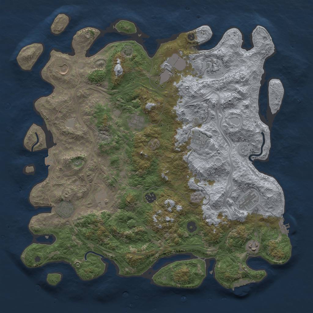 Rust Map: Procedural Map, Size: 4500, Seed: 1313960703, 19 Monuments