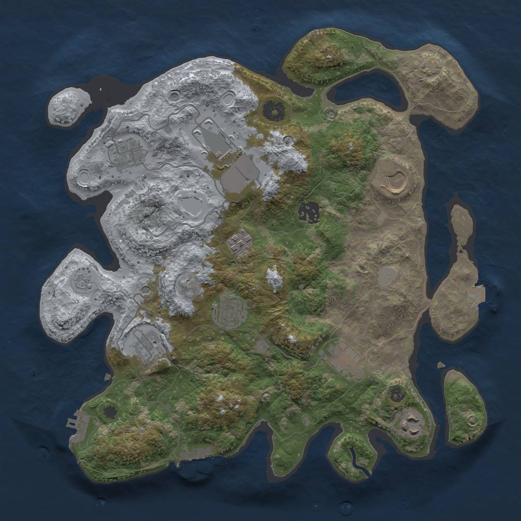 Rust Map: Procedural Map, Size: 3500, Seed: 1882258713, 17 Monuments