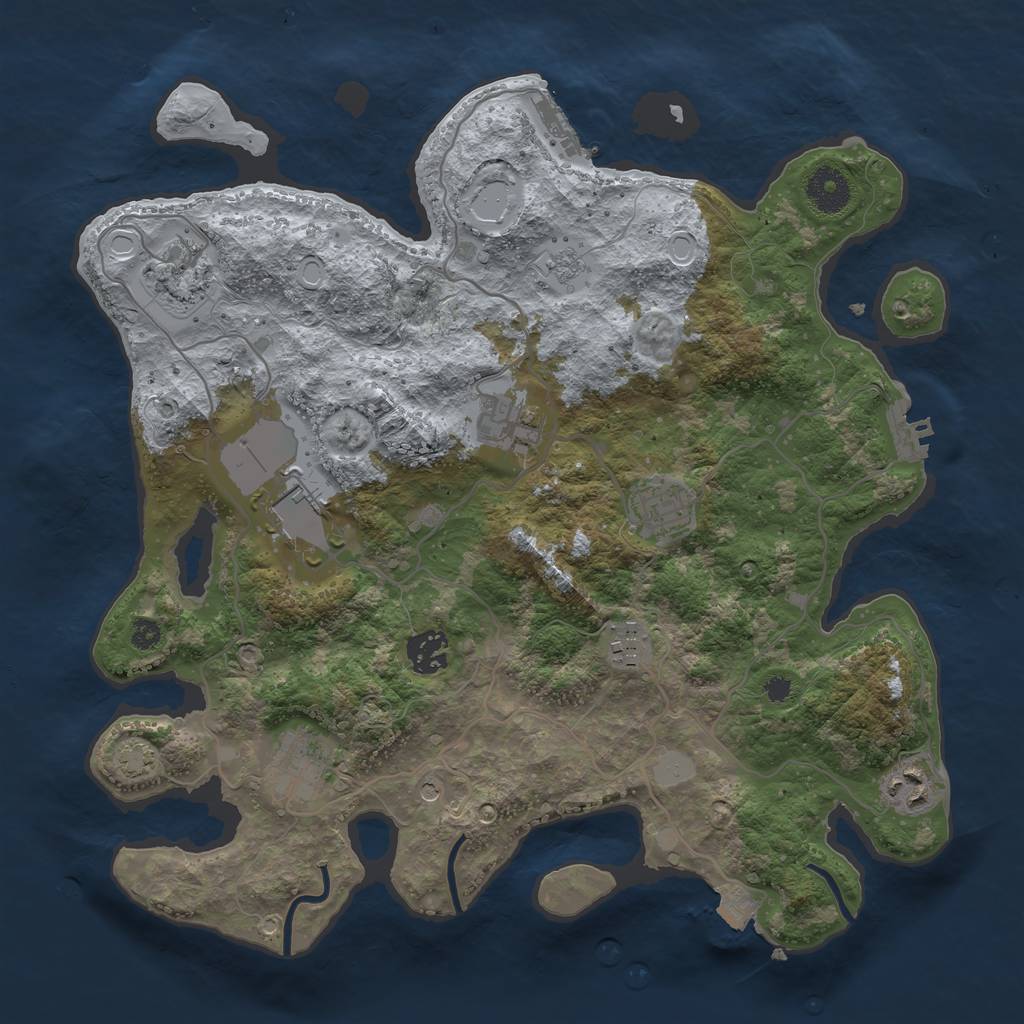 Rust Map: Procedural Map, Size: 3500, Seed: 50429880, 16 Monuments