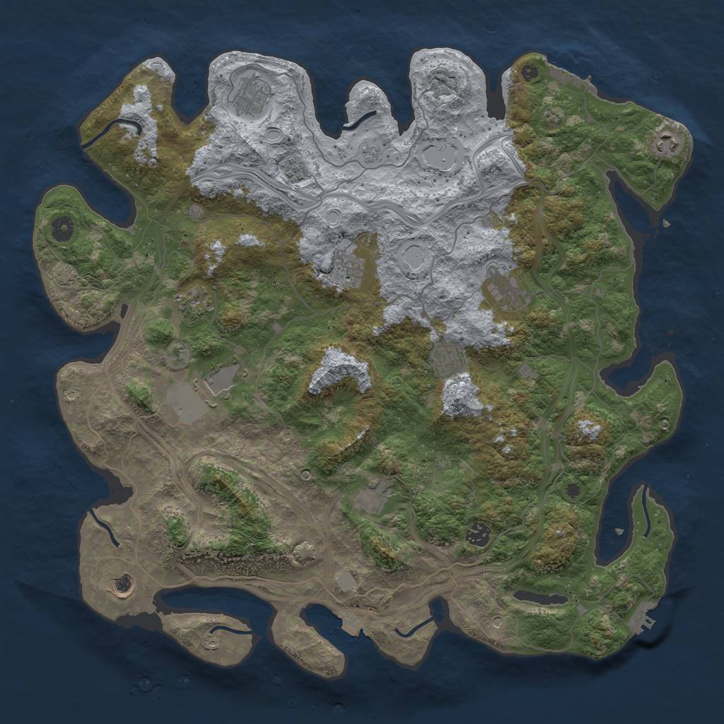 Rust Map: Procedural Map, Size: 4500, Seed: 1980878159, 19 Monuments
