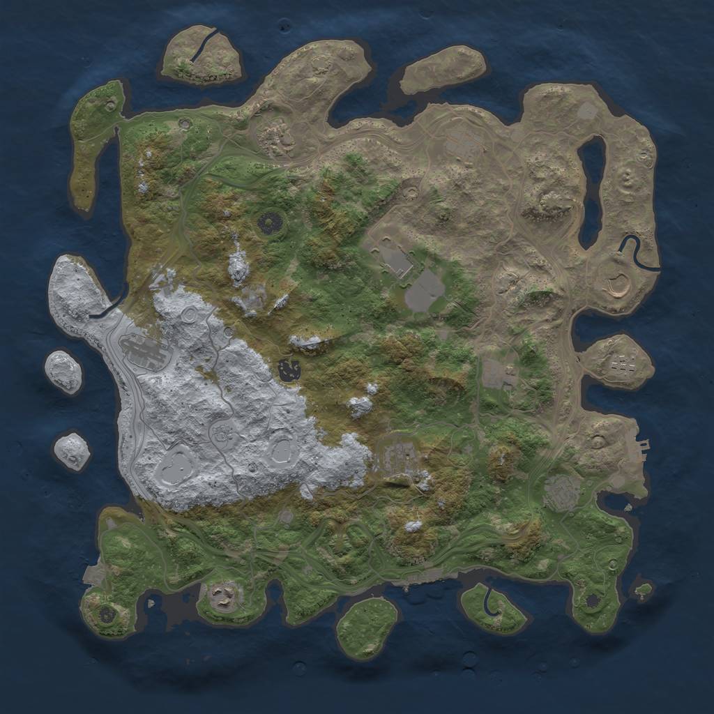 Rust Map: Procedural Map, Size: 4500, Seed: 1407018839, 19 Monuments