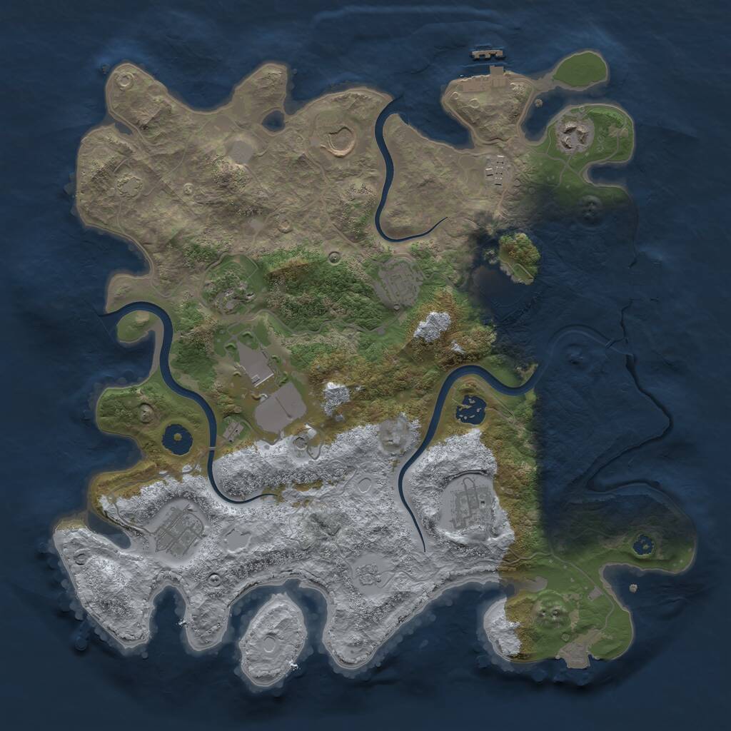 Rust Map: Procedural Map, Size: 3700, Seed: 1754569985, 16 Monuments