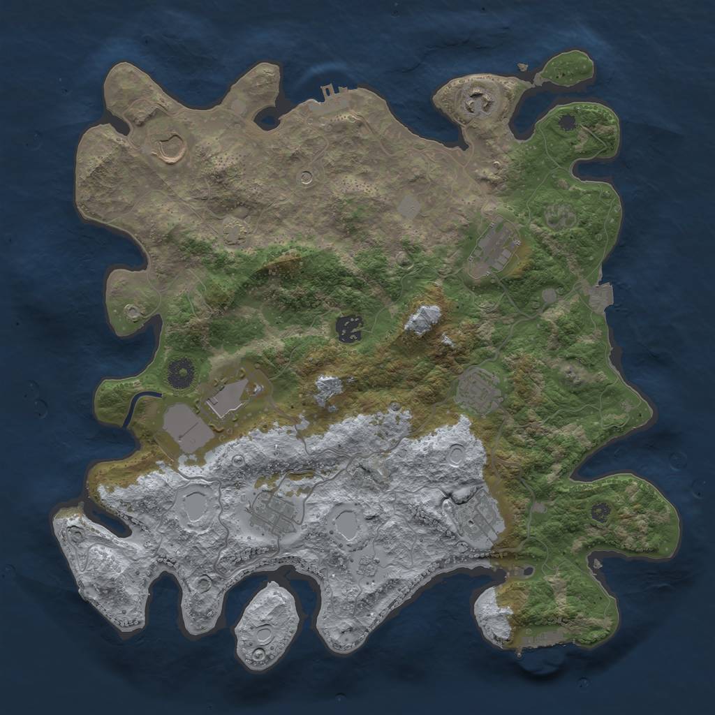 Rust Map: Procedural Map, Size: 3700, Seed: 1754569985, 16 Monuments