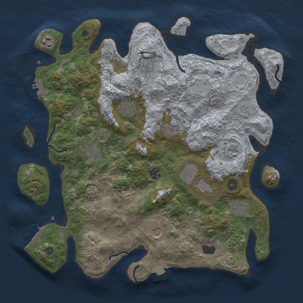 Rust Map: Procedural Map, Size: 4000, Seed: 2074505030, 19 Monuments