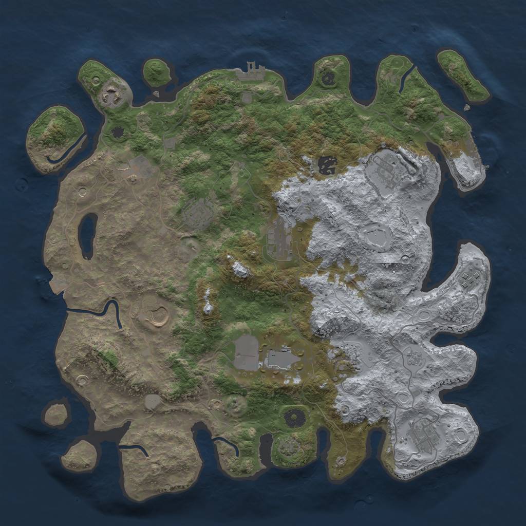 Rust Map: Procedural Map, Size: 3900, Seed: 889, 19 Monuments